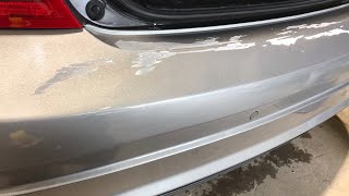 Mercedes c class repairing damaged paint crack on rear bumper and paint