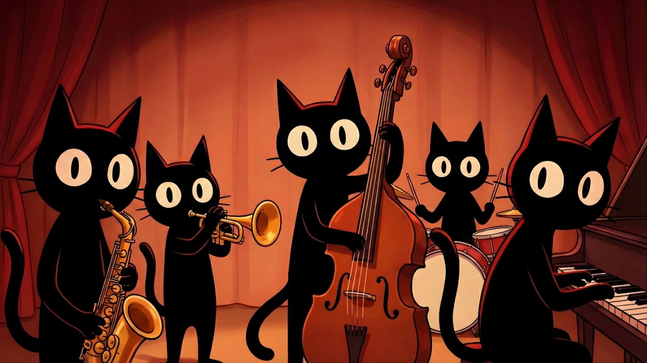 Black Cats Uplifting Jazz Groove: Bright Music for Comfortable Work