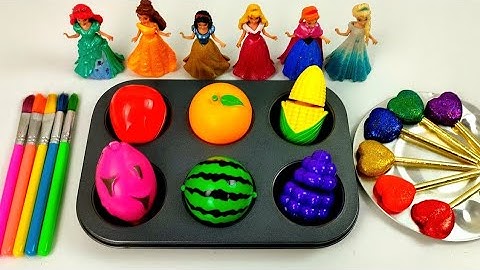 How To Make Frozen Paint with Glitter Rainbow Play Doh Heart Disney Prenses