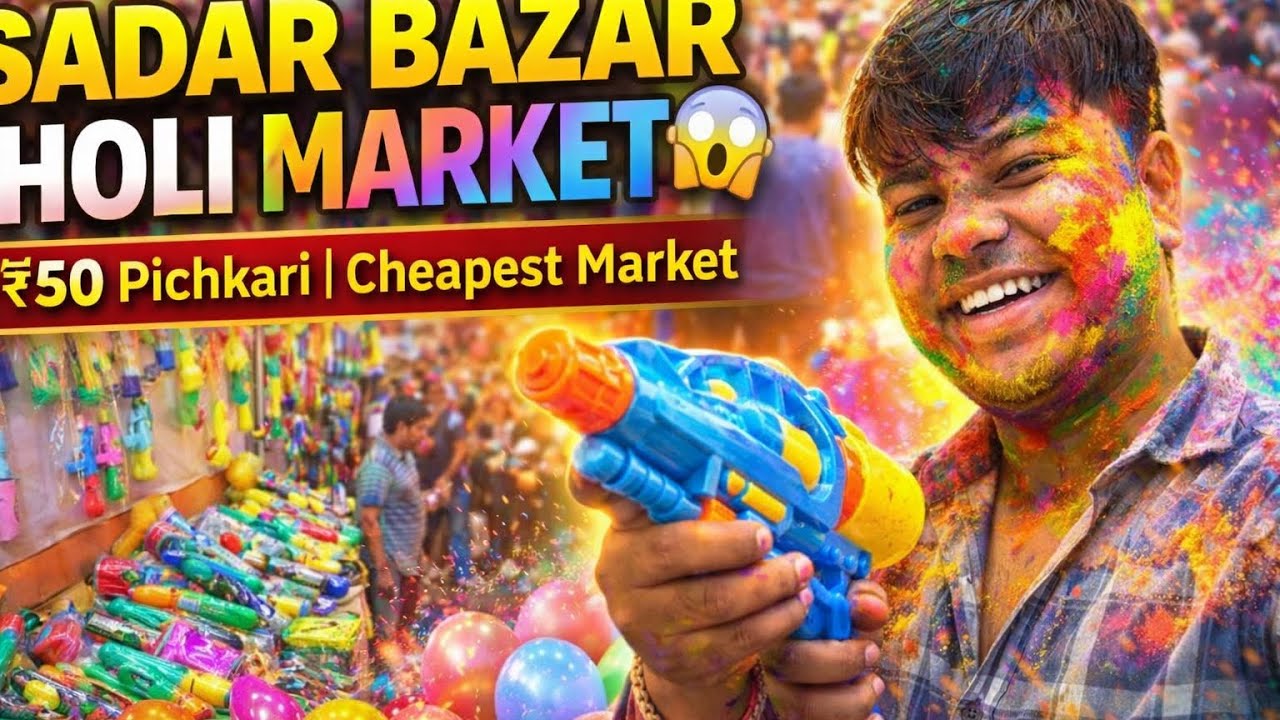 Delhi’s Cheapest Holi Market 😱 Sadar Bazar Full Tour | Holi 2026 Shopping Vlog