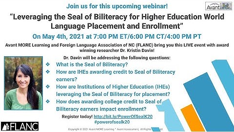“Leveraging the Seal of Biliteracy for Higher Education World Language Placement and Enrollment”