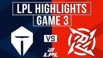 TES vs NIP Highlights Game 3 | LPL 2025 Split 2 | Top Esports vs Ninjas in Pyjamas