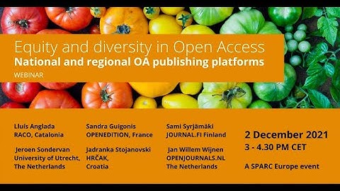 Equity and diversity in Open Access. National and regional OA publishing platforms webinar.