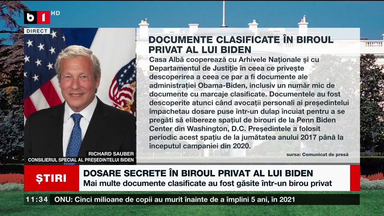 DOSARE SECRETE ÎN BIROUL PRIVAT AL LUI BIDEN_Știri B1_10 ian 2023