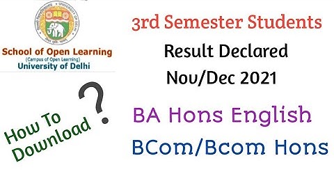 Sol 3rd semester Result Declared Download Now l Bcom/Bcom Hons & BA Hons English l #gopalsharmashow