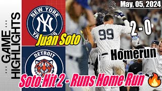 New York Yankees vs Detroit Tigers [Juan Soto Hit 2 - Runs Home Run ] Highlights 5/5/24