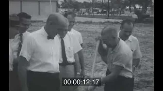 LANTANA OFFICIALS WITH MAYOR CHARLES BROWN BREAK GROUND FOR NEW POST OFFICE; July 3, 1962.