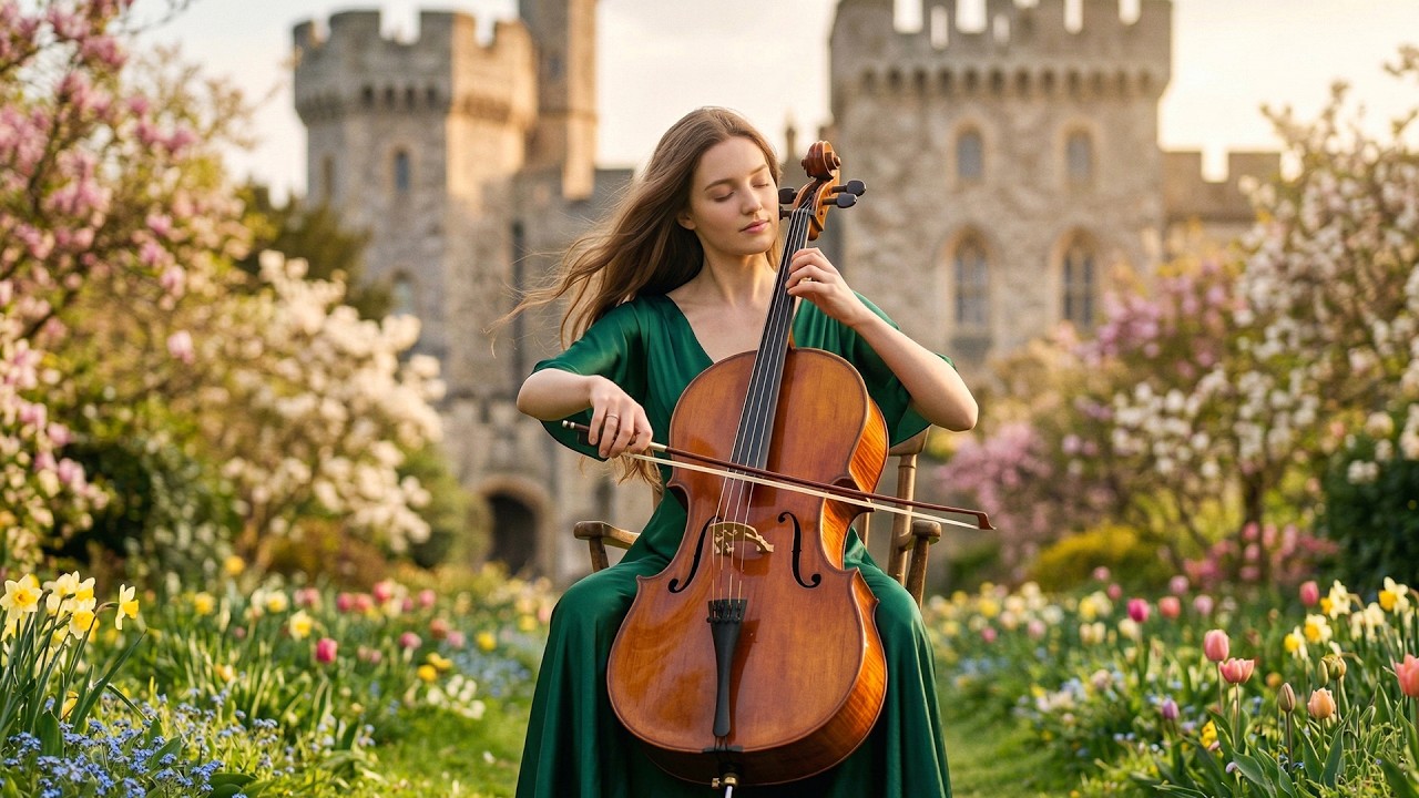 Enchanting Spring Melodies: Cello, Violin & Piano Under Blooming Skies