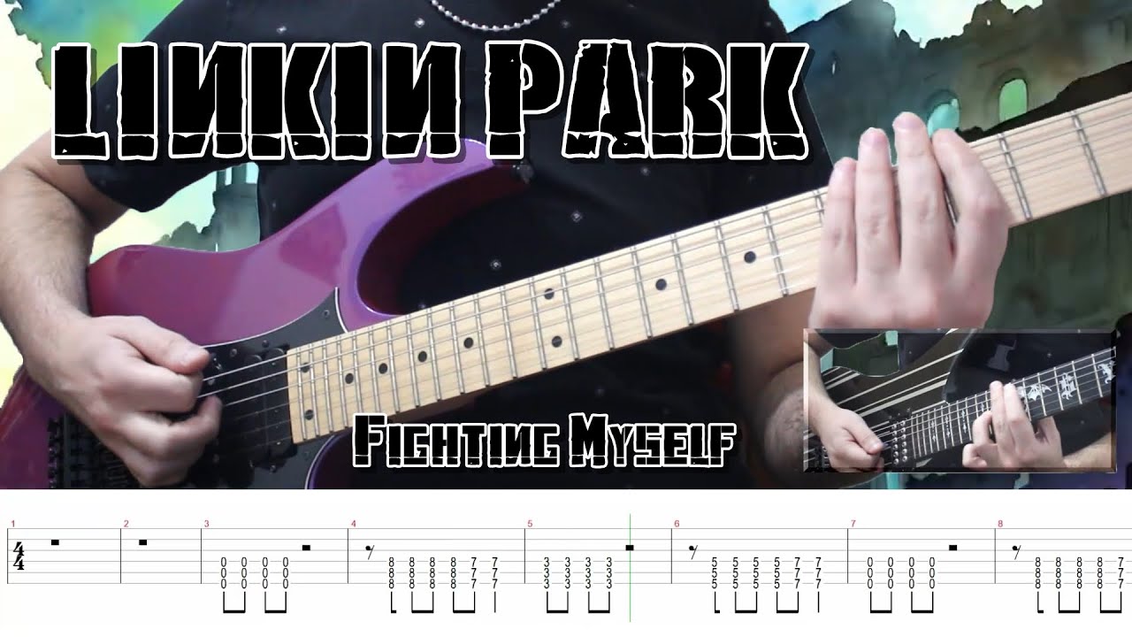 Linkin Park - Fighting Myself (Guitar Lesson Tutorial Cover +TABS