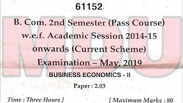 B.com 2nd Semester Business Economic Question Paper May 2019 | Mdu Rohtak | Separate Video |