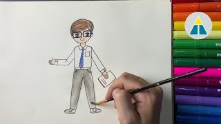 Vẽ Thầy Giáo Đơn Giản | Vẽ Đơn Giản Cùng Hi Art Cute |Draw A Teacher Easy -  Youtube