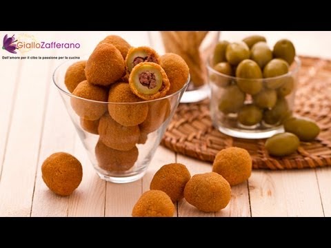 Fried stuffed olives Ascolana style ( olive all'ascolana ) Italian recipe