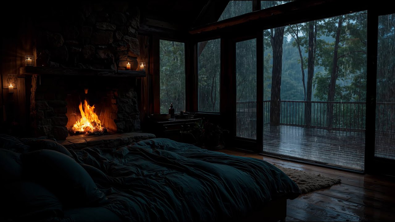 Relaxation Sounds of Cozy Rain with Thunder in Balcony ⛈ ASMR Rain Sounds for Deep Sleep