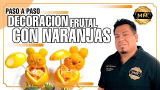 TUTORIAL DE DECORACION FRUTAL 🍊 Como tallar una naranja