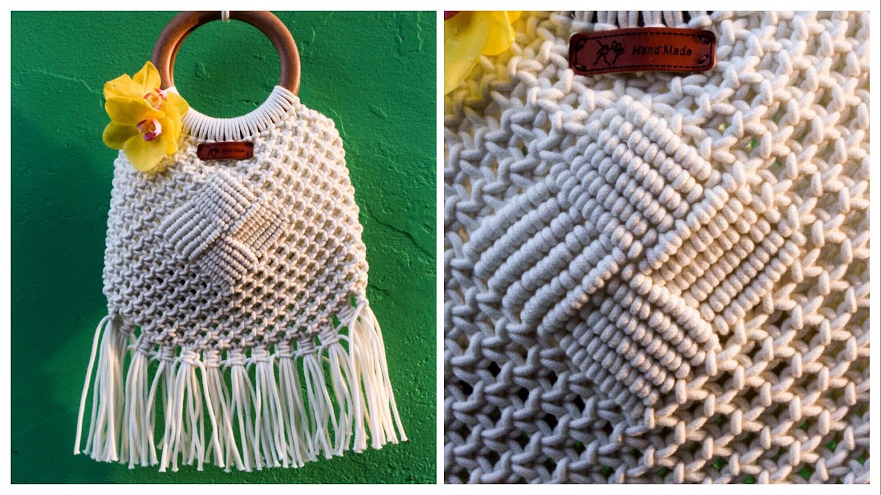 HOW TO - MAKE A MACRAME BAG WITH SHOULDER STRAP - full step by step tutorial  - YouTube