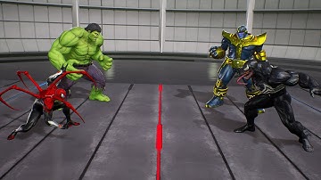 Spiderman & Hulk VS Thanos & Venom (Hardest AI) - Marvel vs Capcom : Infinite