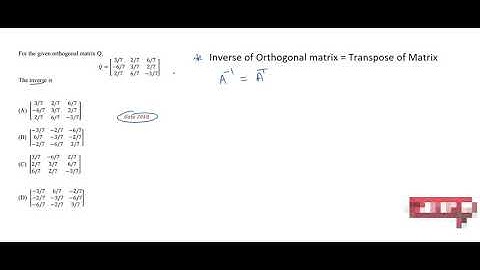 GATE # Q To find inverse of orthogonal matrix # simple trick   [ Hindi ]