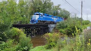 GLC Railroad Southbound crossing the Boardman River along River Rd in East Bay Twp on 9/13/22