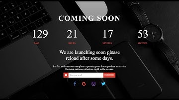 Coming soon page html css and javascript .Source code link below.