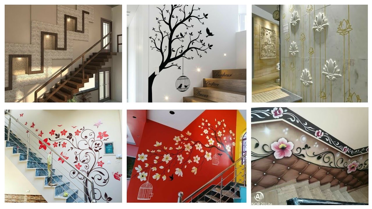 Best design ideas for staircase wall //Staircase wall painting ideas ...