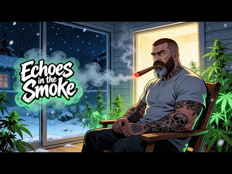 Cover **SlowBurnKush – Echoes in the Smoke | Emotional 420 Music for Late Nights**