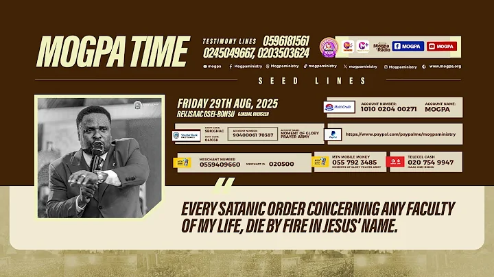 REVERSING SATANIC ORDERS || MOGPA TIME WITH REV O B || 29 - 08 - 2025