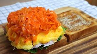 당근당근~ 매일 먹어도 안 질리는 당근라페 샌드위치  너무 맛있는데 살도 뺄 수 있어요! carrot salad & sandwich