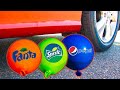 Crushing Crunchy Soft Things By Car EXPERIMENT Car Vs Coca Cola Fanta Sprite Balloons 