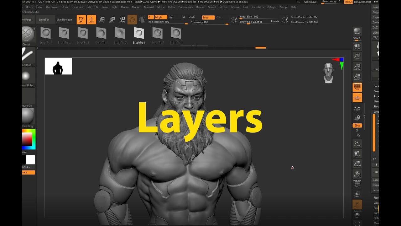 remove layers from zbrush moedls
