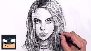 how to draw billie eilish sketch tutorial step by step
