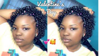 Last Minute Valentine’s Day Hairstyle | rubber band Method on Natural Hair