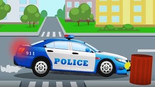 Animierter Zeichentrick - Das Blau Polizeiauto - Lehrreicher Zeichentrickfilm für Kinder