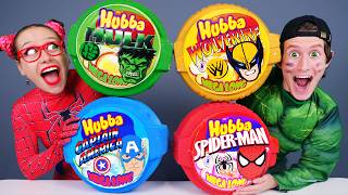 Mystery GIANT Hubba Bubba Challenge 풍선껌 푸드 챌린지 Hulk vs Maleficent Mukbang by Jelly Bee