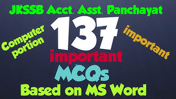 137 Imp. MCQs based on MS WORD "Computer portion"-JKSSB Acct. Asst. Panchayat