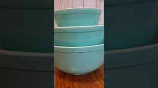 Vintage Pyrex Aqua  Blue 403 402 401 SET Mixing Bowl