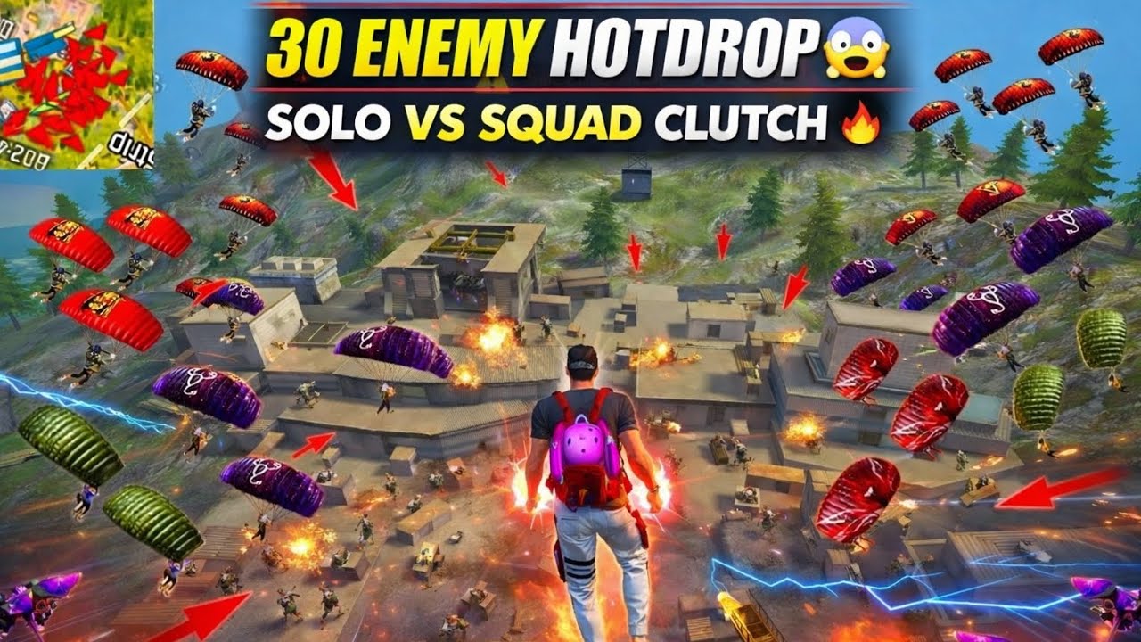 30 ENEMY HOTDROP 😱 SOLO VS SQUAD CLUTCH 🔥| 99% Headshot Rate ⚡ Full ...