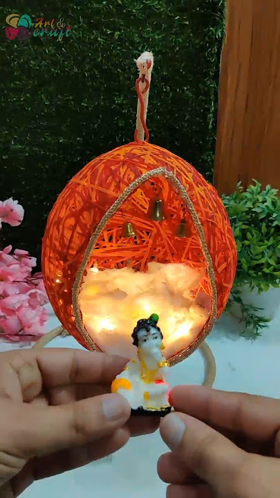 Diy Krishna ji Janmashtami jhula 🦚 Krishna ji jhula making 🦚🙏🏻 #shorts #short #trending #viralvideo