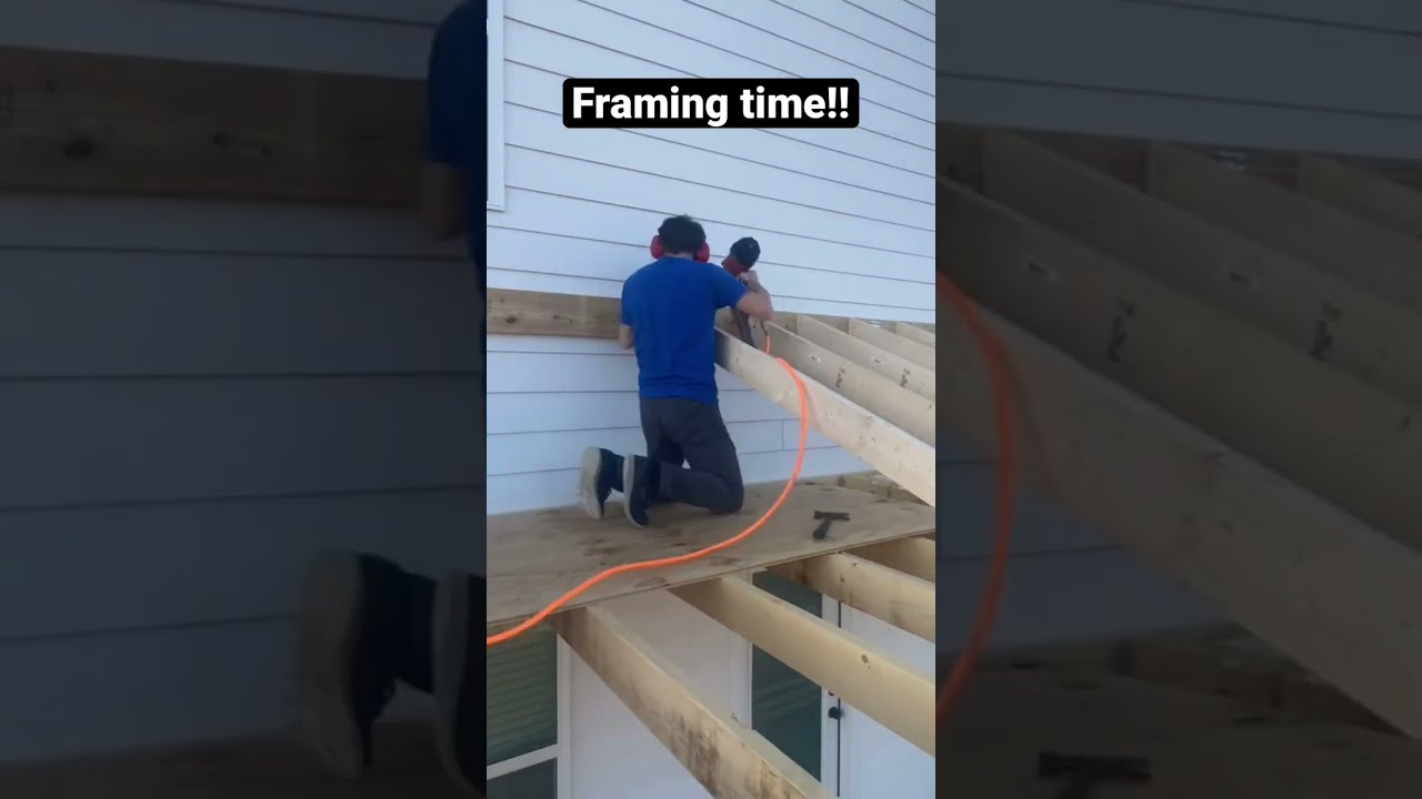 Framing The Ceiling And Roof 2x6 Pine Boards DIY Patio Build 