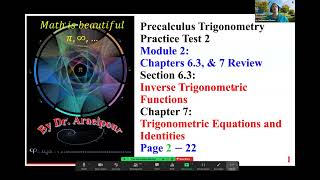 Math 111 Exam 2 Review Trig Identities Equations Inverse