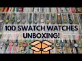 100 swatch watch collection unboxing  retro swatch watches estate lot from the 90s and 80s