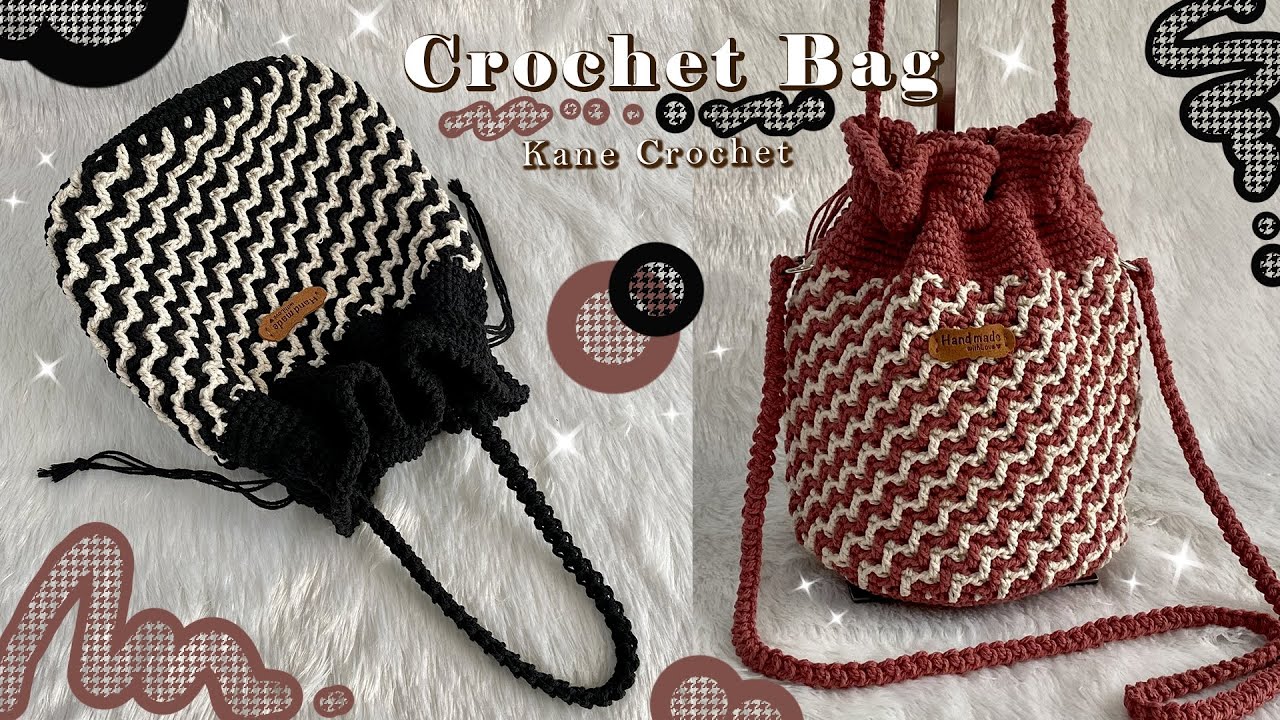 СУМКА КРЮЧКОМ 🧶 Учебник по вязанию крючком сумки на шнурке 🧶 Вязание крючком зигзагом