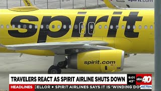 Travelers react as Spirit airlines shut down