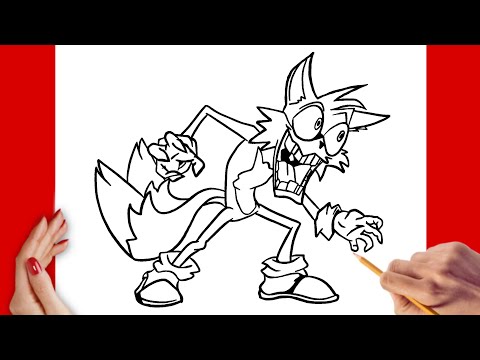 How to draw Tails - FNF: Tails' Halloween - Sketchok easy drawing guides