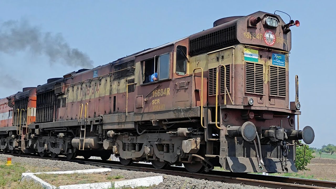 Nanded Express Parbhani - Nanded Express with Twin WDM3A ALCO Diesel Locomotive ...