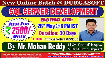 SQL SERVER DEVELOPMENT Online Training @ DURGASOFT