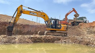 JCB JS205 TATA EX200 and 110 Excavator Truck Finish Together Hospital Underground Square Foundation