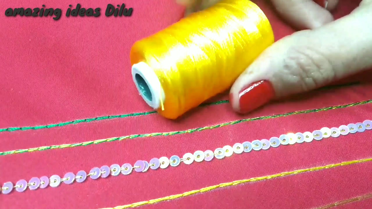 aari tari work for beginners in hindi/aari chain stitch/hand embroidery
