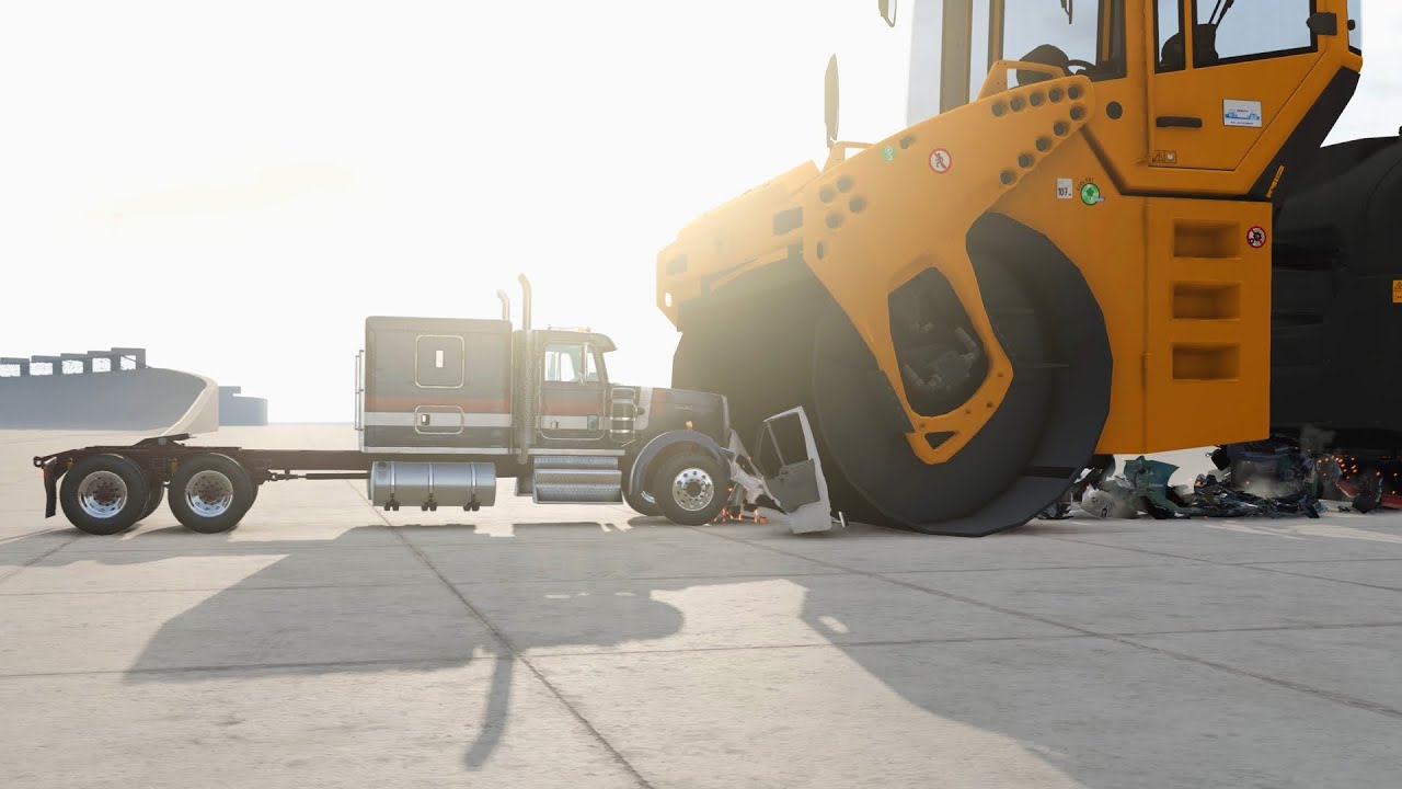 a HUGE roller CRUSHes different types of CARs [BeamNG.Drive] - YouTube