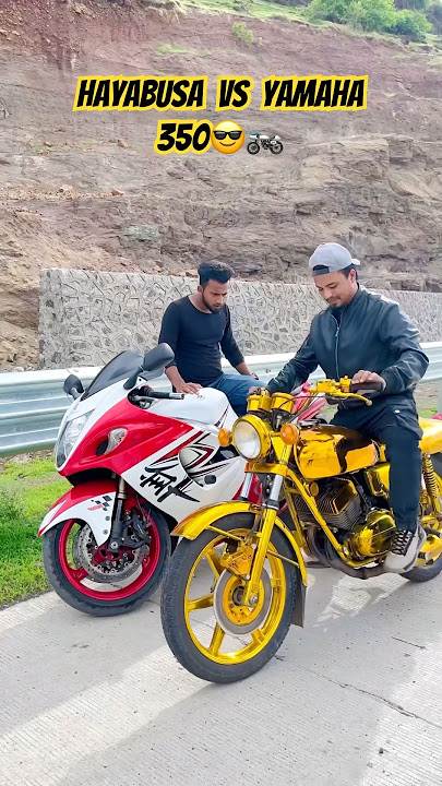 Hayabusa vs Yamaha 350 which one is your favourite 😎 #yamaha #hayabusa #superbike #shorts #shortv...