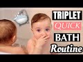 Triplet Babies Quick Bath Time Routine, While Traveling on Vacation!
